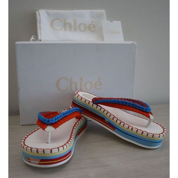 Chloe C22U620Y2 Women’s Sz 39 / US 9 Multicolor Lou Flat Platform Sandals $595 - Picture 4 of 12